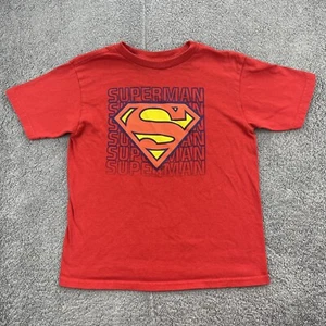 Superman T-Shirt Boys Size 6 Red Short Sleeve Tagless DC Comics LOGO Superhero - Picture 1 of 11