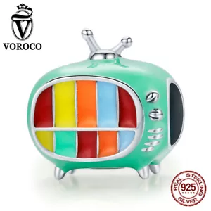 Voroco European .925 Sterling Silver DIY Charms Enamel Mini TV Set For Bracelet - Picture 1 of 9