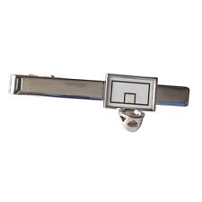 Basketball Hoop Ball Sports Nba Court Tie Clip Silver Black Wedding Bar Clasp