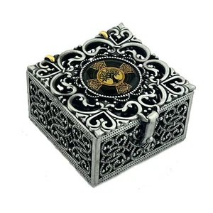 Celtic Cross Tree of Life Box Filigree For Rosary Rings Jewelry Keepsake 1 3/4" - Picture 1 of 4