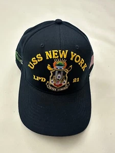 The Corps USS New York LPD 21 Logo Blue Baseball Cap Hat One Size - Picture 1 of 7