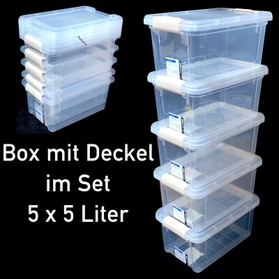 Aufbewahrungsbox mit Deckel 5er Set 5,0 Liter Kunststoffbox Plastikbox Box - Bild 1 von 4