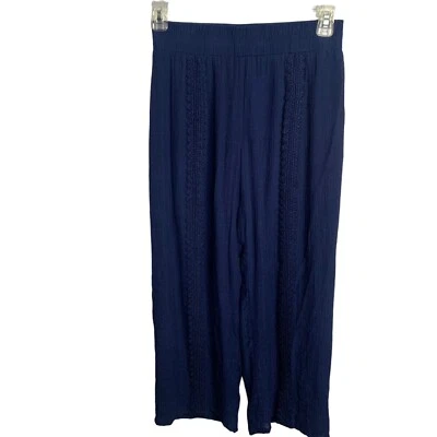 New Directions Womens Elastic Waist Pants Blue PS Petite Small New Crochet $48 - Image 1 of 4