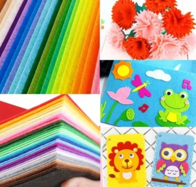 Felt Squares 10cm X 10cm Non Woven Sewing Patchwork Fabric Crafting 40  Pack UK - Image 1 of 4