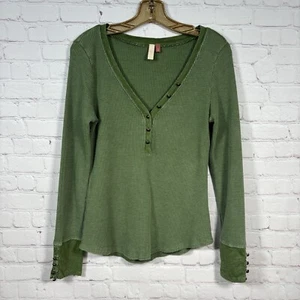Camisa Anthropologie Pilcro Térmica Cuello en V Henley Musgo Verde Mujer Mediana Waffle - Imagen 1 de 7