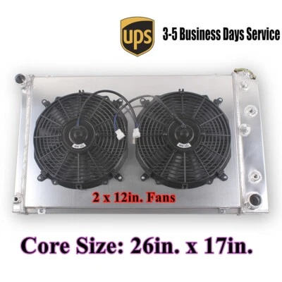 4 Row Radiator Fan Shroud Combo for 1978-1980 Oldsmobile Cutlass Calais Salon V8 Foto 1 de 4