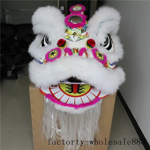 Dance Lion Mascot Chinese Folk Art Costume White Wool Southern Lion Two Adult A+ - Image 1 of 4