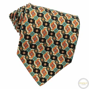 Stefano Ricci Orange Black 100% Silk Medallion Glossy Tipped Tie - Picture 1 of 6