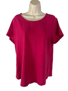 Danskin Now Women’s Size XXL (20) Fuchsia Pink Short Cap Sleeve Cotton Blend - Picture 1 of 5