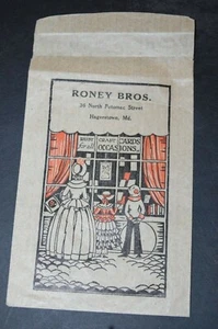 BOLSA DE PAPEL PUBLICITARIO RONEY BROS., 36 POTOMAC ST., HAGERSTOWN, MD.1931 - Imagen 1 de 9
