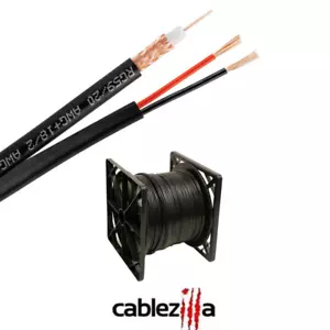 RG59 Siamese Coaxial Cable 20AWG 18/2 CCTV Security Camera Bulk Wire Black 500FT - Picture 1 of 5