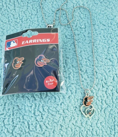 MLB Baltimore Orioles Necklace/Earring Set BASEBALL bird head  jewelry AMINCO Cover