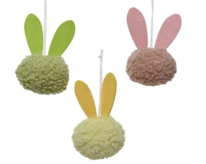 1 Pompon Osterhase 12cm zum Aufhängen Plüsch Hängedeko Osterdeko bruchfest bunt - Bild 1 von 1