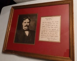 Owen Wister Author Book The Virginian Framed Letter Photo signed Autographed - Picture 1 of 16