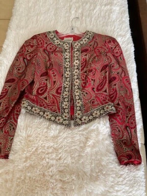 Chaqueta-top vintage con joyas rojas para mujer de Partique de Neiman Marcus Foto 1 de 4