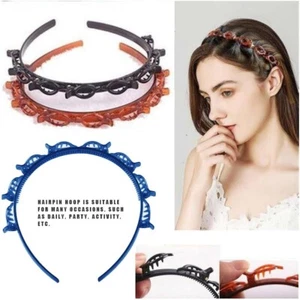Headband Twist Plait Clip Style Tool Double Bangs Knitting Hair Front Side Back - Picture 1 of 10