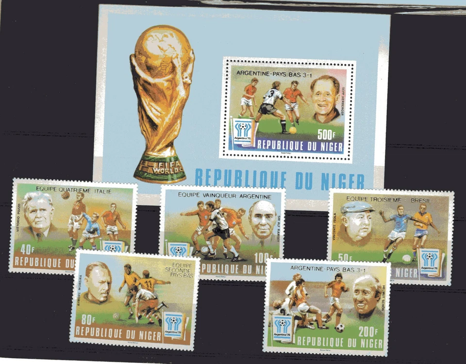 FÚTBOL CON TAZA '78, NIGER, YV # 456/60, JUEGO COMPLETO, MNH Foto 1 de 1