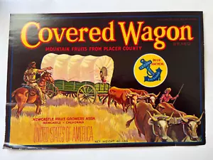 Vintage USA Werbelabel Planwagen Mountain Fruits Blue Anchor #294 - Bild 1 von 3
