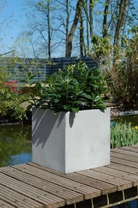 Pflanzkübel Blumenkübel BLOCK 50x50x50cm Fiberglas Beton-Design B-WARE - Bild 1 von 5