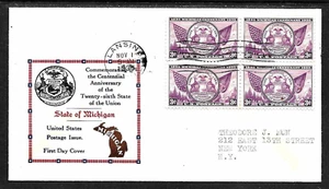 775 3c Stamp (1935) THE MICHIGAN 100 FDC - EAGLE COVER SERVICE - PLANTY 775-12a - Picture 1 of 1