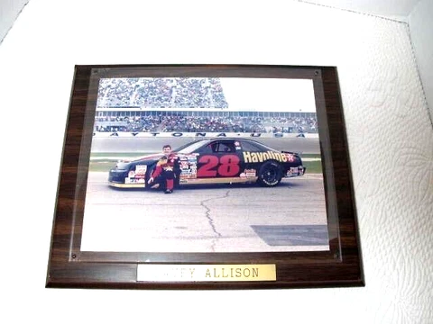 Vtg #28 Davey Allison Nascar Havoline Color Picture Wood Plaque Cover