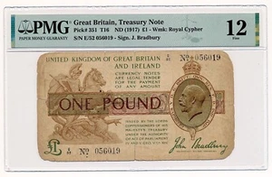 GREAT BRITAIN banknote 1 Pound 1917 with Woodrow Wilson signature RARE !!! - Picture 1 of 8