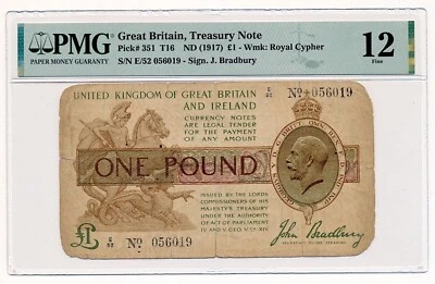 GREAT BRITAIN banknote 1 Pound 1917 with Woodrow Wilson signature RARE !!! - Image 1 of 4
