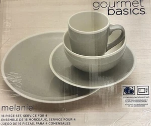 New, Open box. Mikasa Gourmet Basics Melanie 16 Piece Dinnerware Set, Grey - Picture 1 of 2