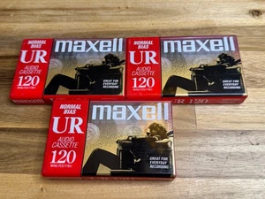 3 Pack Maxell UR 120 Minutes Normal Bias Blank Audio Cassette Tapes, NEW Sealed - Picture 1 of 2