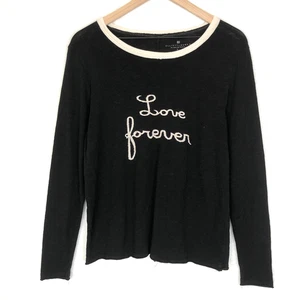 ELLIOTT LAUREN Love Forever Top Damen Gr. S Schwarz Jersey Langarm Rundhals - Bild 1 von 8