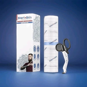 Steri-Skin Tattoo Nachsorge Verband Klar Film Verpackung 10" x 72" Wasserdicht Heilung - Bild 1 von 9