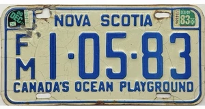 *99 CENT SALE* 1986 Nova Scotia Farm License Plate #1-05-83 No Reserve - Bild 1 von 1