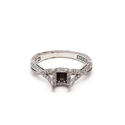 Tacori 0.58 Carat Round Brilliant H VS1 Diamond 18 Karat White Gold Semi Mount R Foto 1 de 4