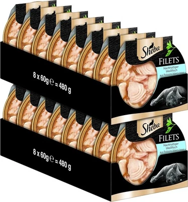 SHEBA Filets - Feinstes Katzennassfutter - 16 x 60g- mit nachhaltigem Weissfisch - Bild 1 von 4
