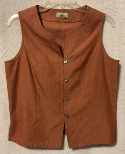 Chaleco Tommy Bahama para mujer 100 % seda talla pequeña marrón óxido - Imagen 1 de 6