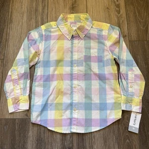 NWT Carter’s Boys 5T Pastel Plaid Button Down Long Sleeve Shirt - Picture 1 of 10