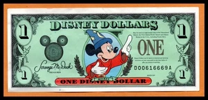 Billete circulado de 1 dólar de Disney Hechicero Mickey Mouse 1997 - Imagen 1 de 2