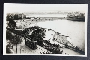 Weston Super Mare Straßenbahn zwei Buchten Opernhaus um 1930 Echtfoto Postkarte RPPC UK - Bild 1 von 2