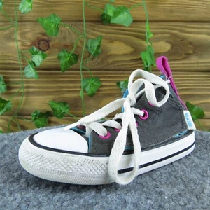Converse Girls Sneaker Shoes Gray Fabric Lace Up Size T 7 Medium - Picture 1 of 9