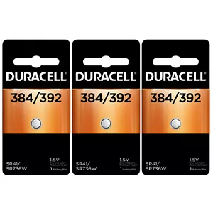 3 384/392 Duracell Silver Oxide Batteries (AG3, LR41, MS312, SP384, SP392, SR41) - Picture 1 of 3