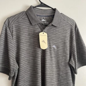 Tommy Bahama Herren gestreiftes Poloshirt S normale Passform Kurzarm Golf schwarz $ 100 - Bild 1 von 7