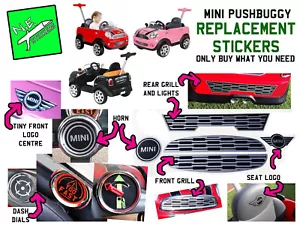 Replacement stickers TO FIT Kids MINI COOPER PUSH BUGGY car ride along w/ handle - Picture 1 of 48