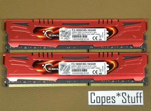G. Skill Ares F3-1600C9D-16GAR DDR3 PC3-12800u LOT (2) x 8GB = 16GB RAM - Picture 1 of 3