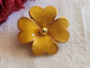 Superbe bouton vintage en métal jaune fleur pied 2,3 cm volume G2K - Foto 1 di 4