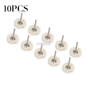 10Pcs 25mm Cotton Pad Wheel Brushes Polishing Shank Use for Power Rotary White - Picture 1 of 10