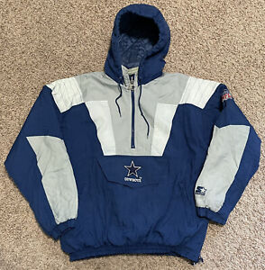 Vintage 90s Starter Pro Line Dallas Cowboys Jacket Pullover NFL 1/2 Zip Large