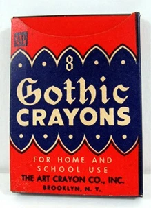Vintage Gothic Crayons Colorful Unused Box 8 Crayons Art Crayon Co Brooklyn NY - Picture 1 of 3