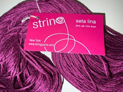 GORGEOUS Designer Luxury String Yarns NYC Seta Lina Silk Linen Magenta Italy - Image 1 of 4