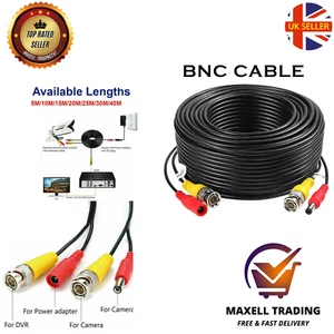 Nuevo Cable 5M-40M BNC Cable de Alimentación Plomo Video CCTV CCTV Cámara de Seguridad DVR Grabadora Cables - Imagen 1 de 28