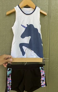 Rockets of Awesome girls Unicorn Shirt  & Shorts Size  4 Sparkly - Picture 1 of 9